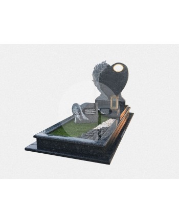 Campa em Granito Azul Labrador com Escultura