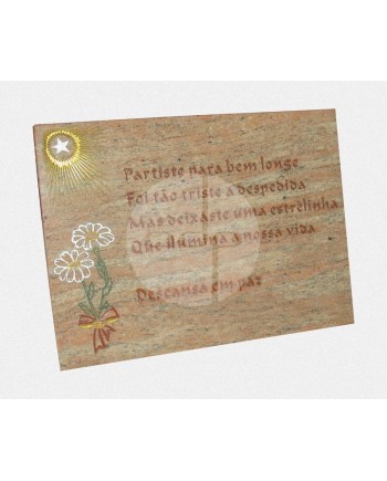 Lapide em Granito Creme com Gravação e Pintura Manual