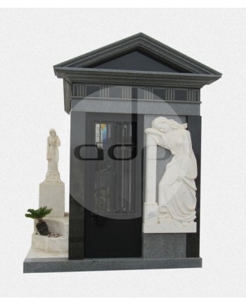 Jazigo Capela em Cinza com Escultura em Mármore