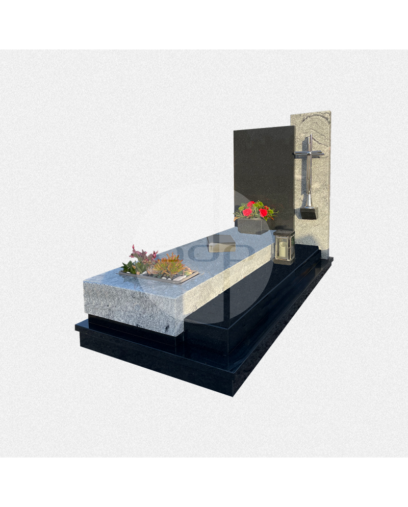 Campa em Granito Viscount White e Preto da Índia